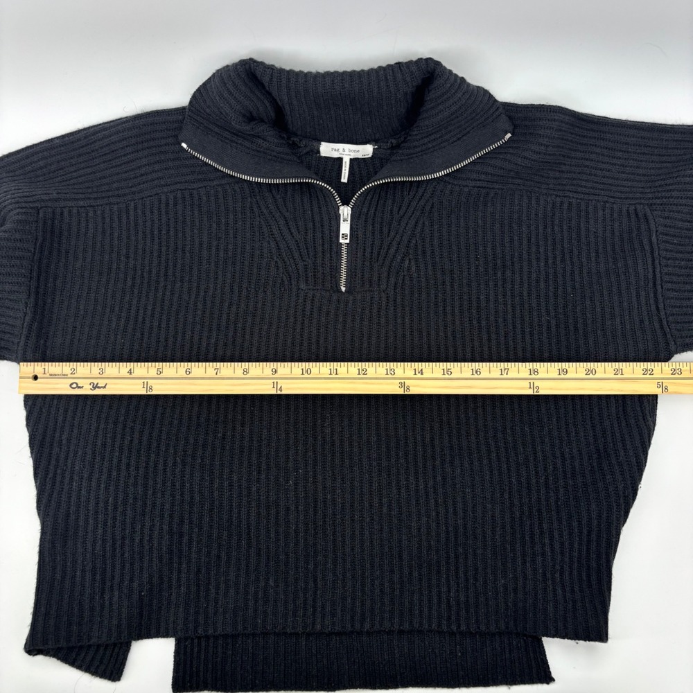 Rag & Bone Black Ribbed Quarter Zip Sweater Womens XS High Neck Pullover - Picture 9 of 10